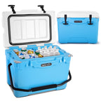 Serenelife 25 Quart Portable Cooler Box - Lightweight Heavy-Duty Travel Ice Cooler With 2-Way Handles, Drain - 5 Days Ice Retent