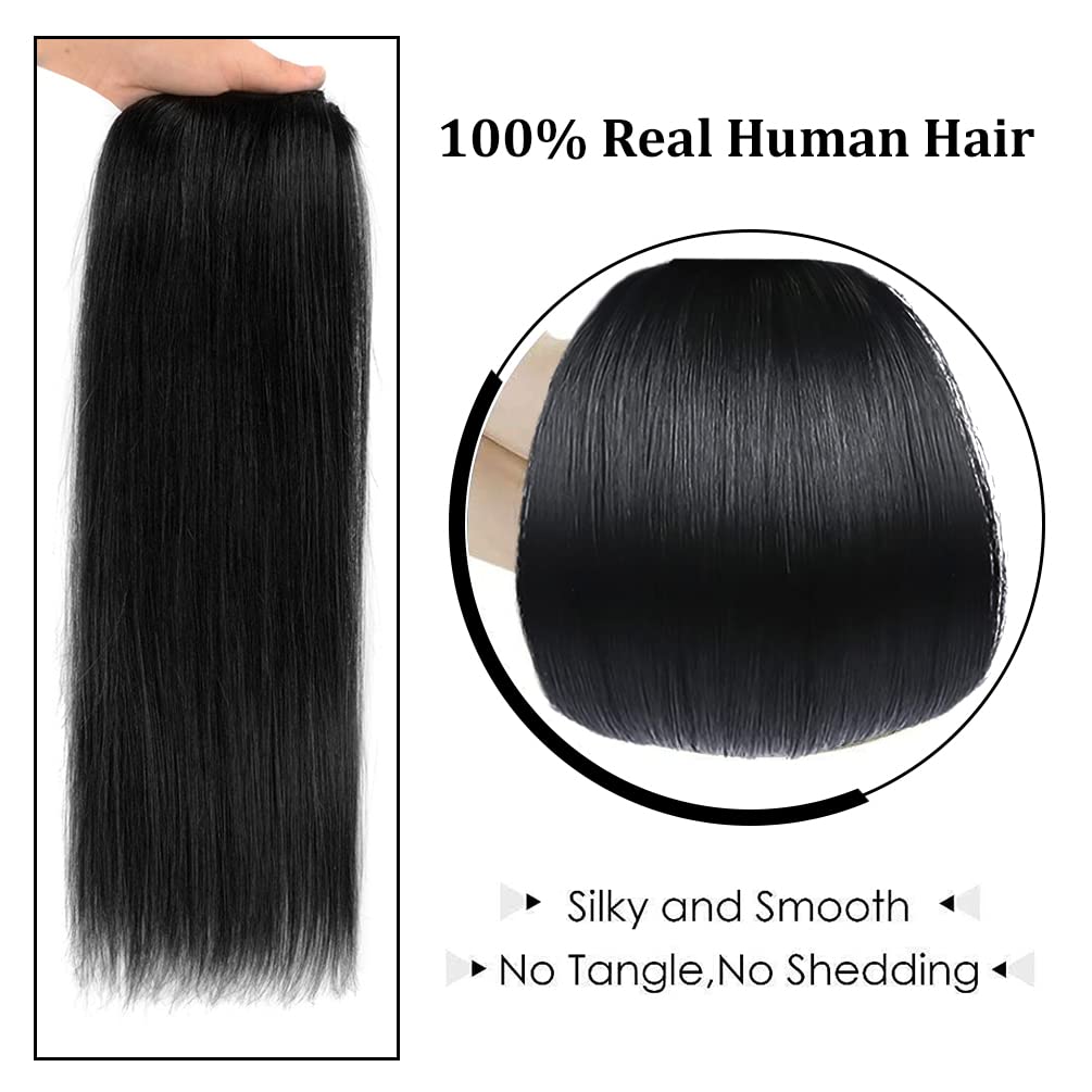 18 Clip In Hair Extensions Remy Human Hair For Women - Silky Straight Human Hair Clip In Extensions 60Grams 4Pieces Jet Black 1