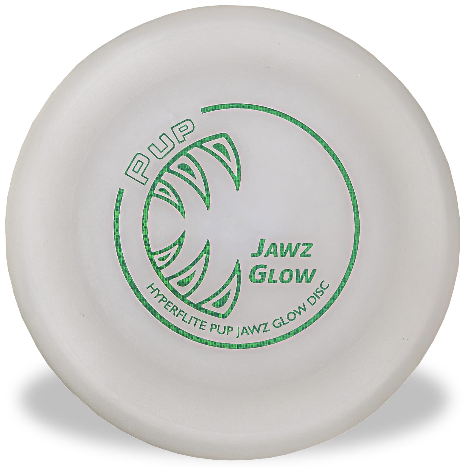 Hyperflite Pup Jawz Glow Dog Flying Disc - for Dogs Under 16    - Glow in the Dark - Toughest Puncture-Resistant Disc - Competit
