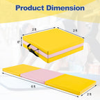 Goplus Folding Gymnastics Mat, Tri-Fold 6X 2X 2? Tumbling Exercise Gym Mat With Pu Leather Cover, Hook & Loop Fastener & Carryin