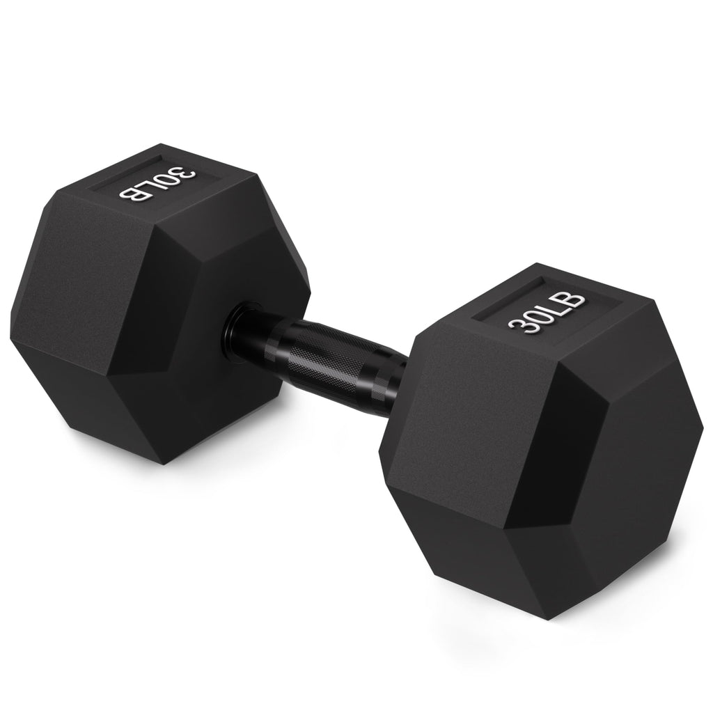 Fitvids Rubber Encased Exercise & Fitness Hex Dumbbell, Hand Weights With Anti-Slip Metal Handle For Home Gym, Multiple Sizes, 3