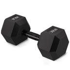 Fitvids Rubber Encased Exercise & Fitness Hex Dumbbell, Hand Weights With Anti-Slip Metal Handle For Home Gym, Multiple Sizes, 3