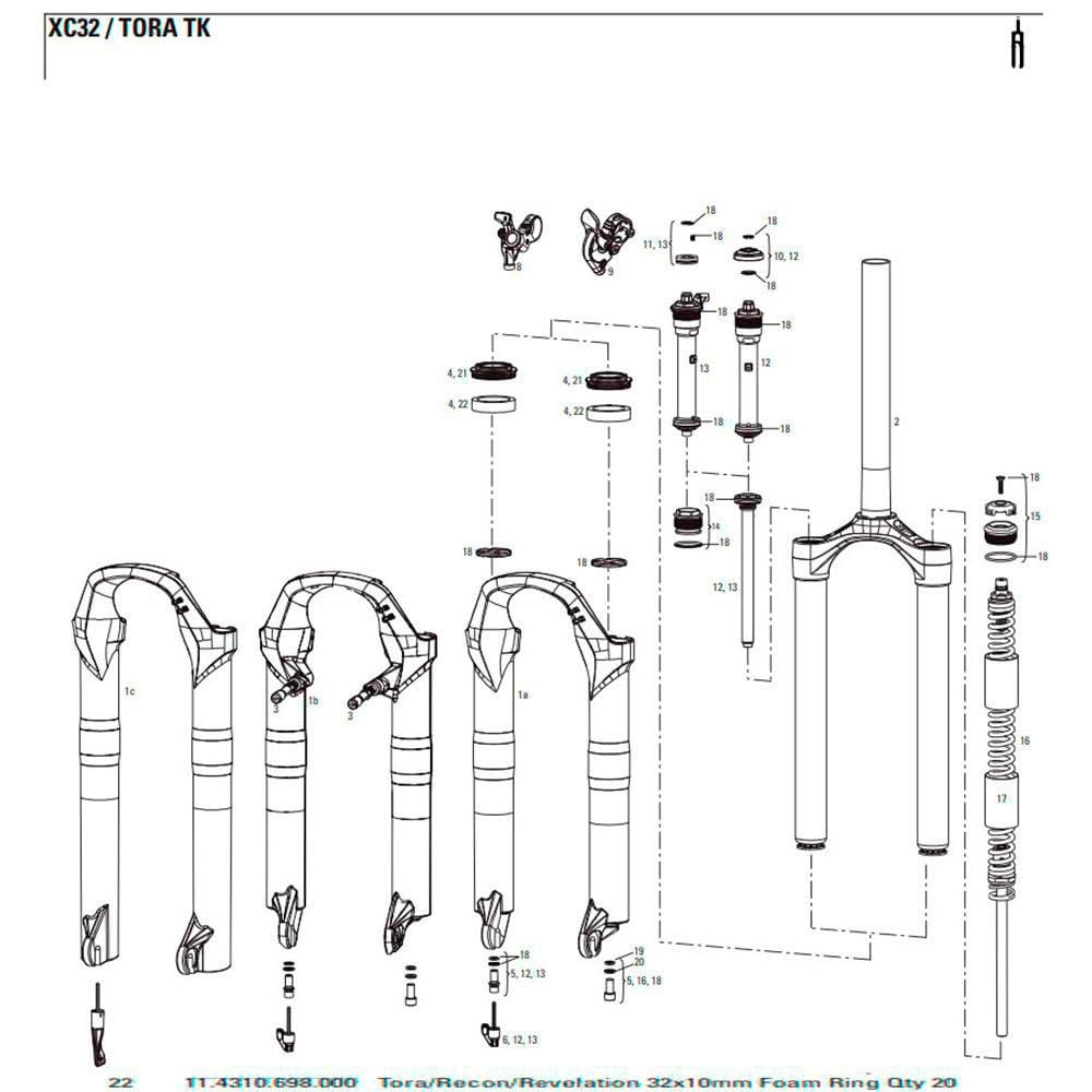 Rockshox Revelation Argyle Sektor Tora Recon Xc32 Foam Ring 32Mmx10Mm 20 Pack