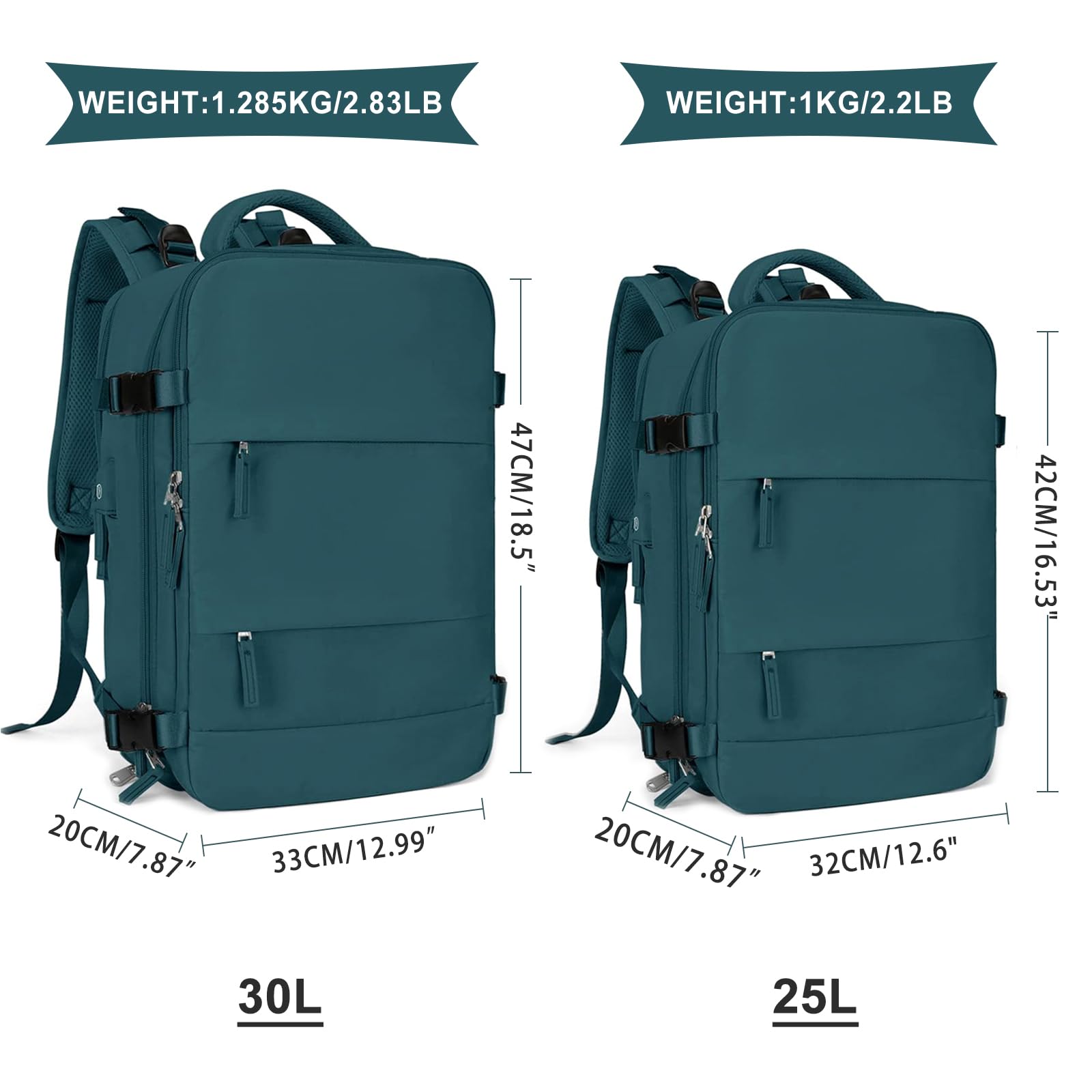 Coowoz Large Travel Backpack For Women Men,Carry On Flight Approved,Hiking Waterproof Outdoor Sports Rucksack Casual Daypack Fit
