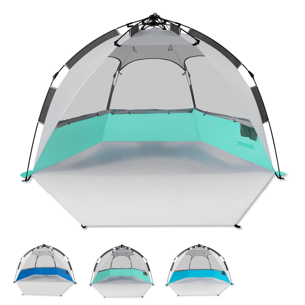 Mansader 2-3 Person Large Instant Pop Up Beach Tent, Uv Protection Portable Easy Setup Sun Shade Shelter, Extended Floor With 3