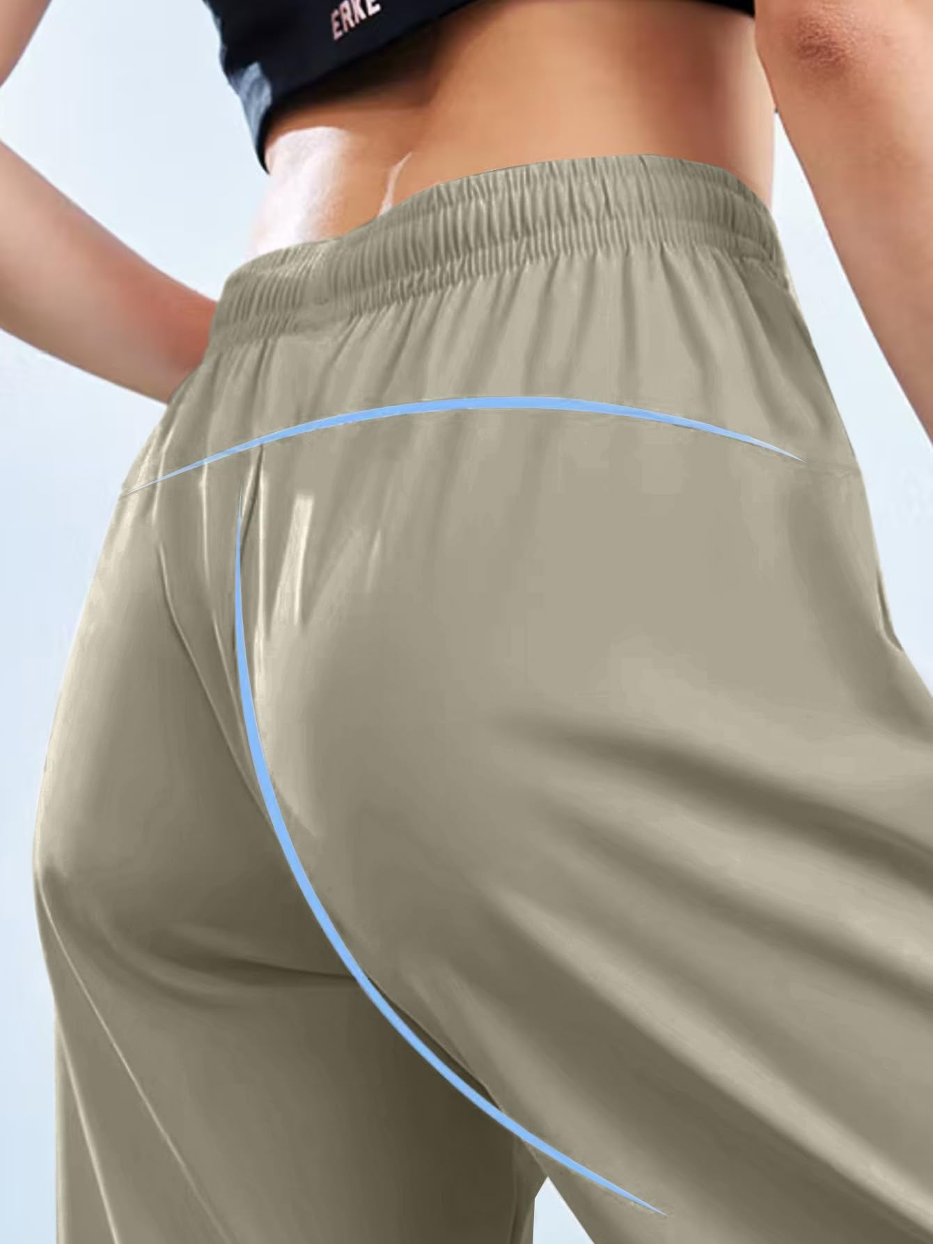 Hidkat Womens Sports Jogging Pants with Zipper Pocket Womens Hiking Fitness Tracking Workout Pants Khaki