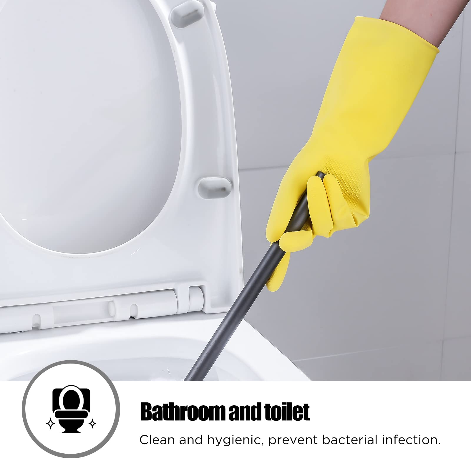 Iucge Rubber Cleaning Gloves Yellow 3 Pairs For Household,Reuseable Dishwashing Gloves For Kitchen(3,Small)