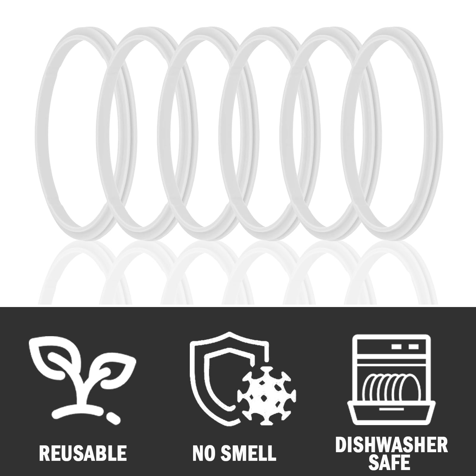 Greant 6 Pcs Replacement Rubber Seal Fits Hydro Flask Wide Mouth Flex Caps, O Ring For Hydroflask, 2.2 Inches Water Bottle Gaske