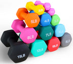 Fitvids Neoprene Dumbbell Hand Weights, Anti-Slip, Anti-Roll, Hex Shape Colorful, 2-Pound, Pair