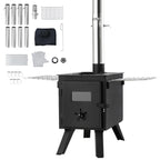 Vevor Camping Wood Stove Alloy Steel Camping Tent Stove, Portable Wood Burning Stove With Chimney Pipes & Gloves, 1400Infirebox
