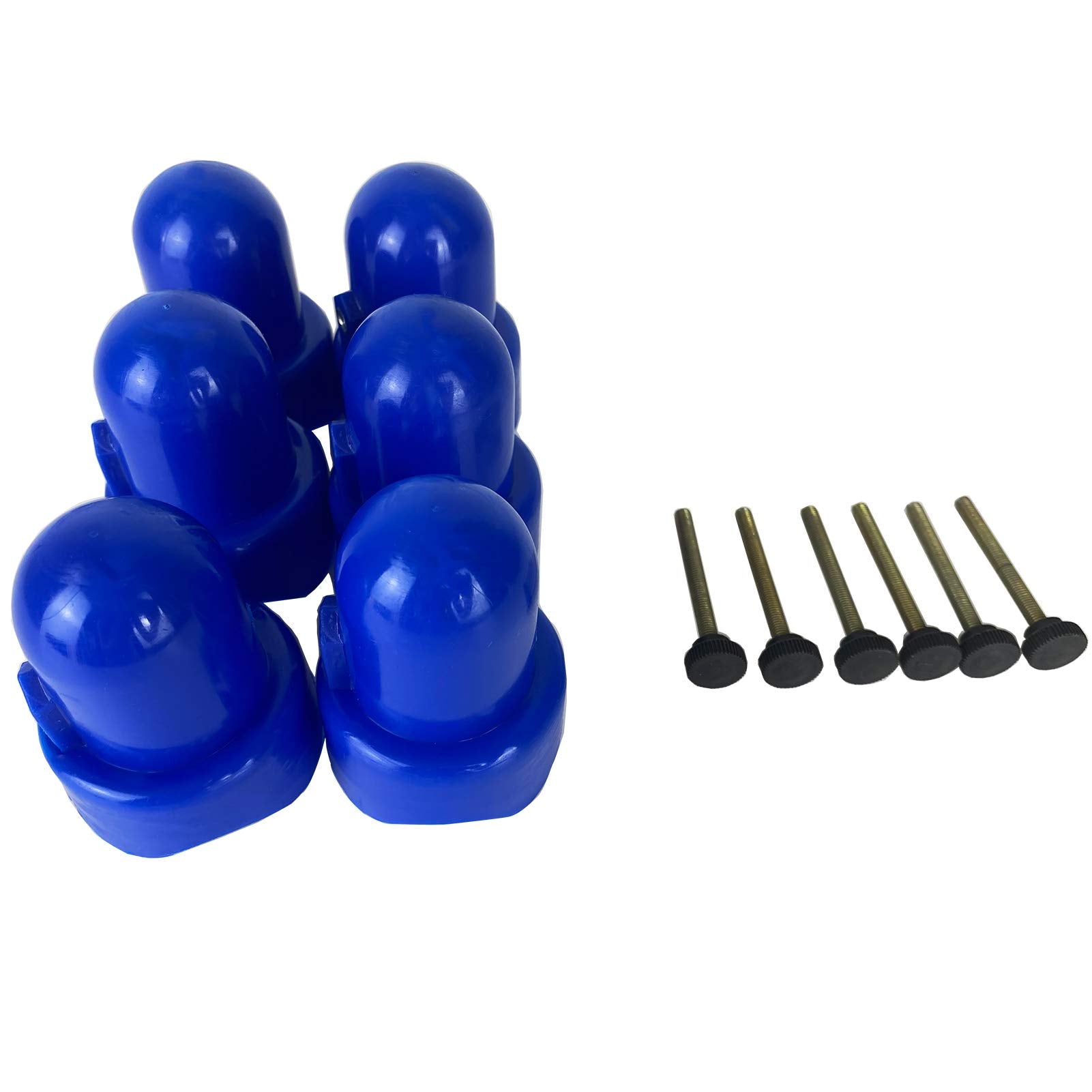 Mssviging Large Trampoline Enclosure Pole Caps With Screw-In Bolts, Only Fit For Pole 1.5 Inch Diameter, 6 Piece, Blue