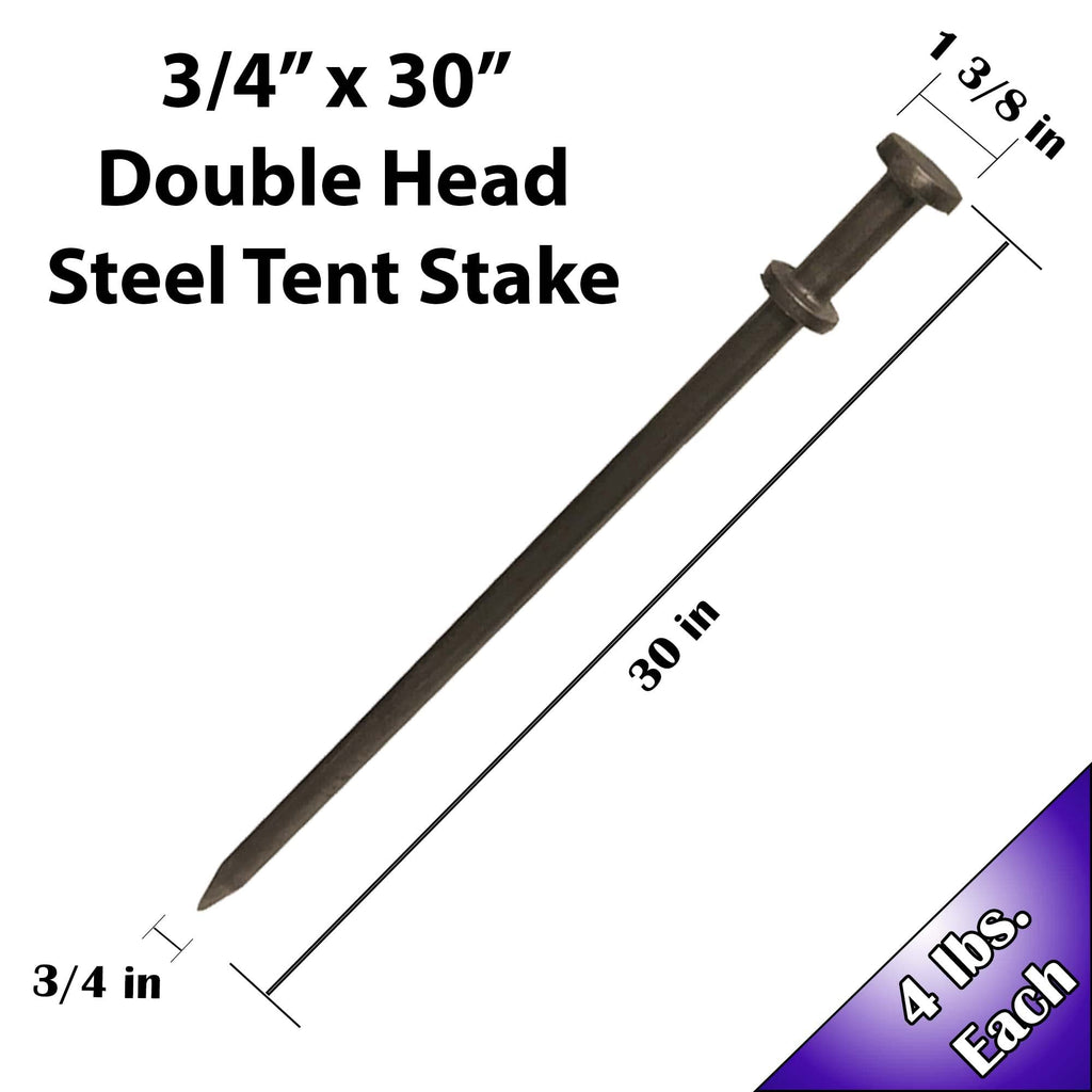 Moose Supply Double Head Tent Stakes - Heavy Duty Steel Tent Stakes, Versatile Ground Spikes To Anchor Commercial Inflatables, P