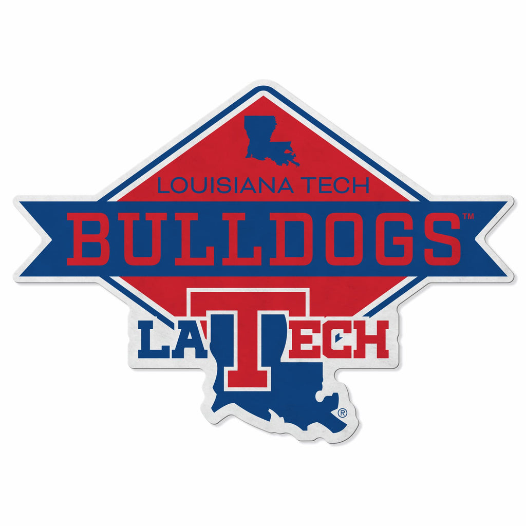 Rico Industries Ncaa Louisiana Tech Bulldogs Diamond Shape Cut Pennant - Home And Living Room D  Cor - Soft Felt Ez To Hang