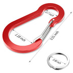 Sprookber 3.2 Inch Aluminum Carabiner Clips D Ring, Caribeaner Spring Snap Hook With Keychain For Camping, Hiking, Gym & Outdoor