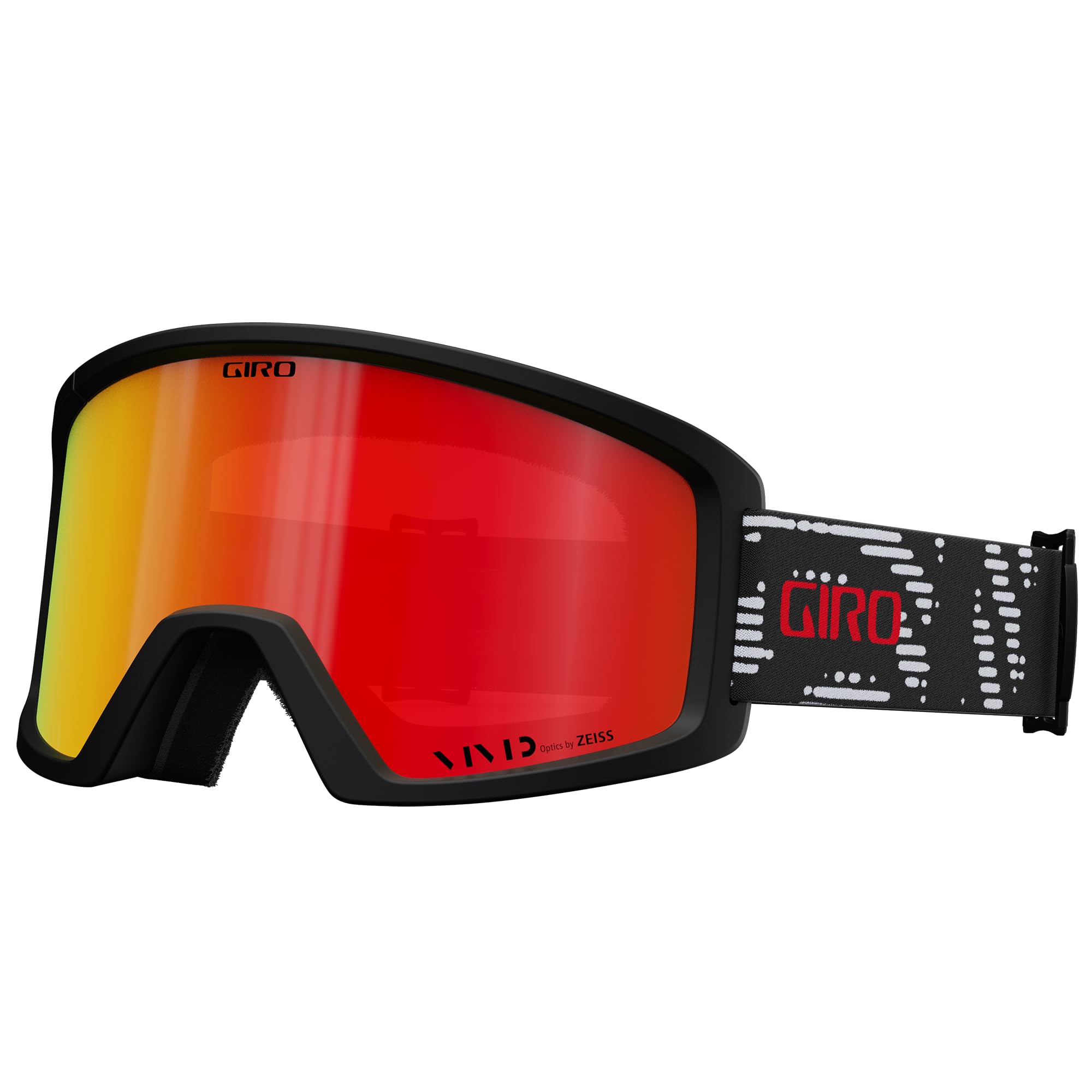 Giro Blok Ski Goggles - Snowboard Goggles for Men & Youth - Black & White Reverb Strap with Vivid Ember Lens