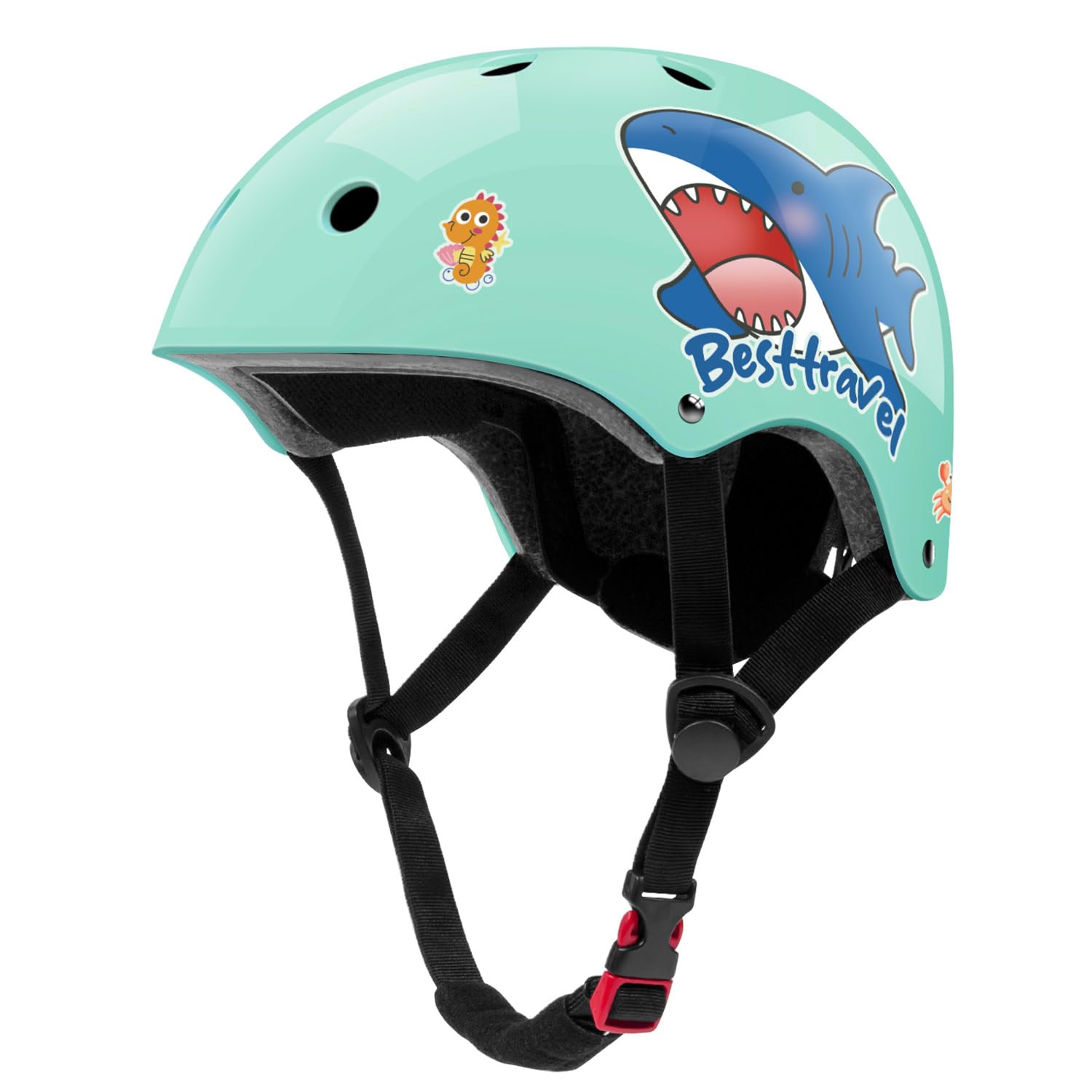 Besttravel Kids Helmet, Toddler Adjustable Kids Ages 3-8 Years Old Boys Girls Multi-Sports Safety (Cartoon Teal)