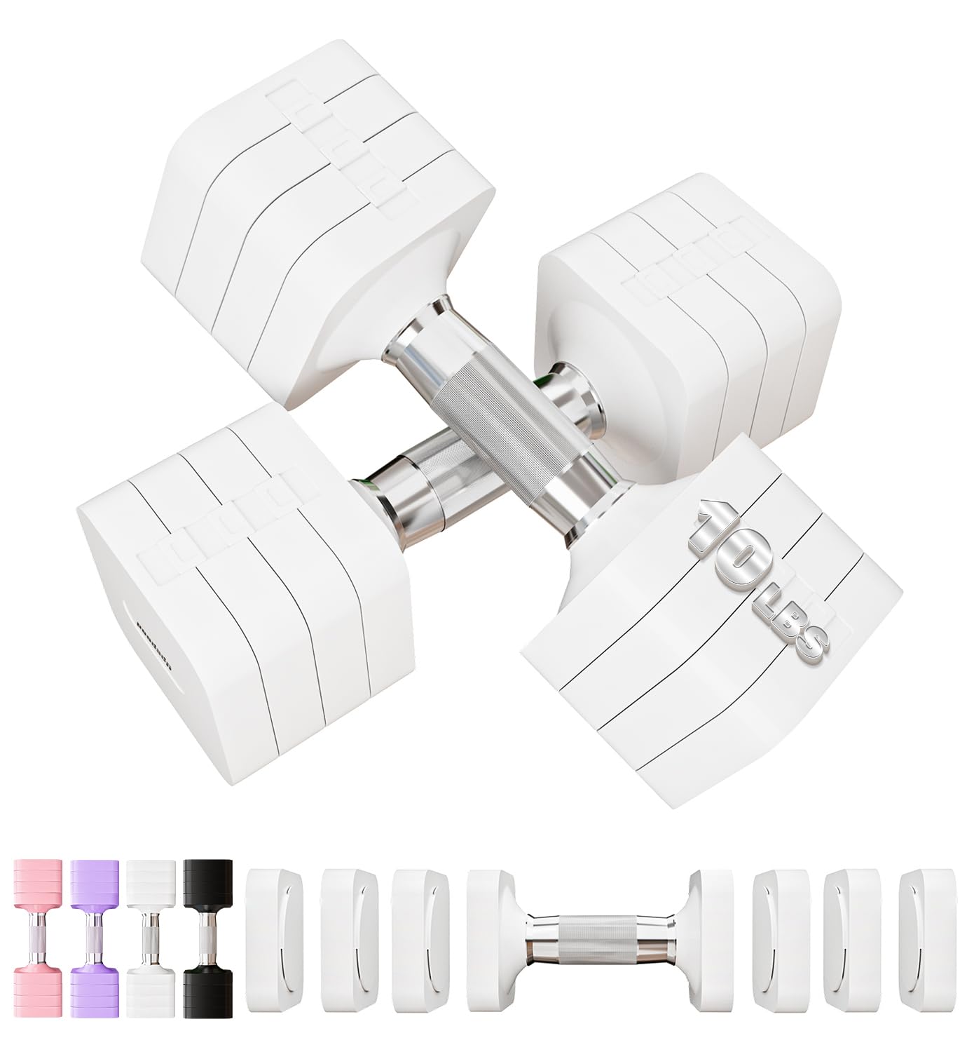 20LBS Adjustable Dumbbells Sets, 4 in 1 Free Weight Dumbbell Sets for Women Men Hand Weight Set Adjust Dumbbells Weights Set for