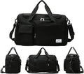 Household Culture Travel Duffel Bag For Women Luggage Storage Crossbody Bag With Shoe Storage Waterproof Polyester Fabric Black 