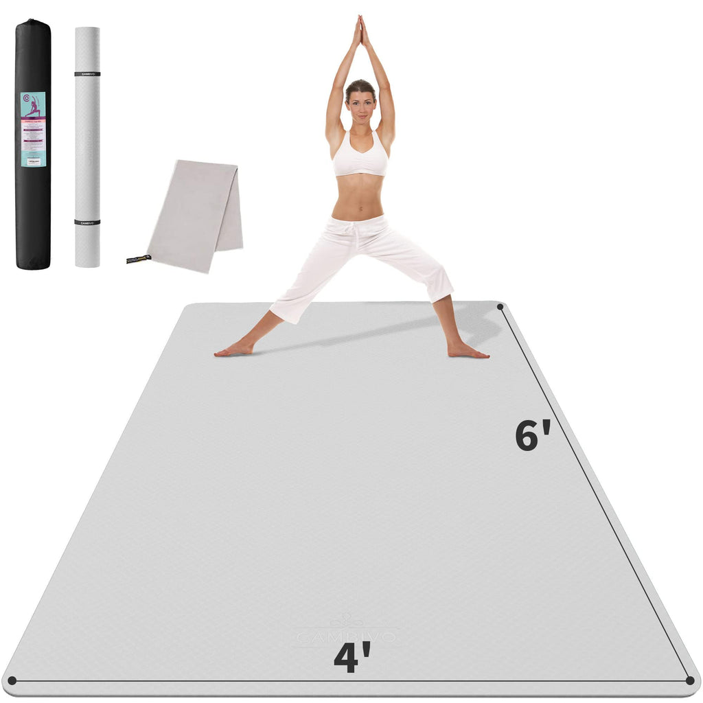 Cambivo Large Yoga Mat For Men And Women 1/4 Inch Thick, 72'' X 48'' Extra Wide Workout Mat, Exercise Fitness Tpe Mat For Home G