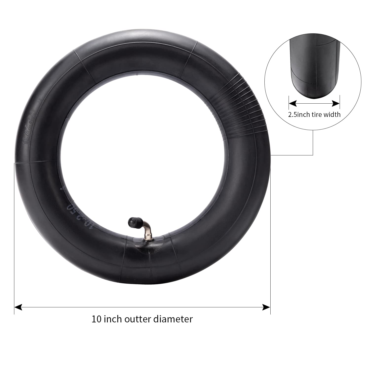 Staibc 10X2.50 Butyl Inner Tube With Valve Angle Cr202 Replacement For 10 Inch Smart Electric Scooter Inner Tube Pack Of 2