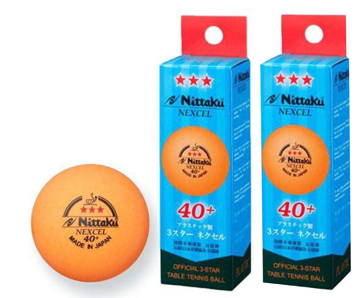 6 Balls , NITTAKU NEXCEL (Made in Japan) , New Material (Non-Celluloid) , Orange 3 Stars Table Tennis Ball + Free Racket Protect