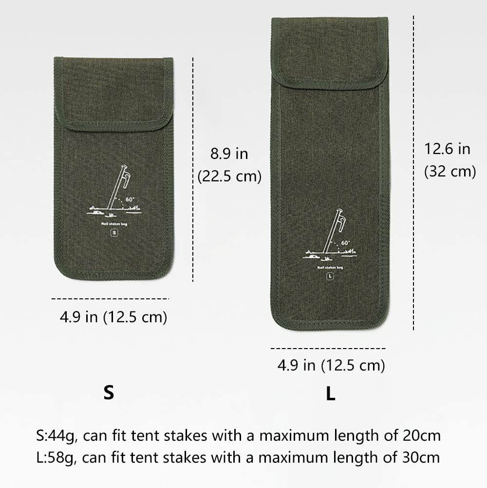 2Pcs Tent Stakes Bags(S+L) Puncture Resistant Tent Peg Storage Bags Large Capacity Waterproof Nail Pouch For Hiking Camping