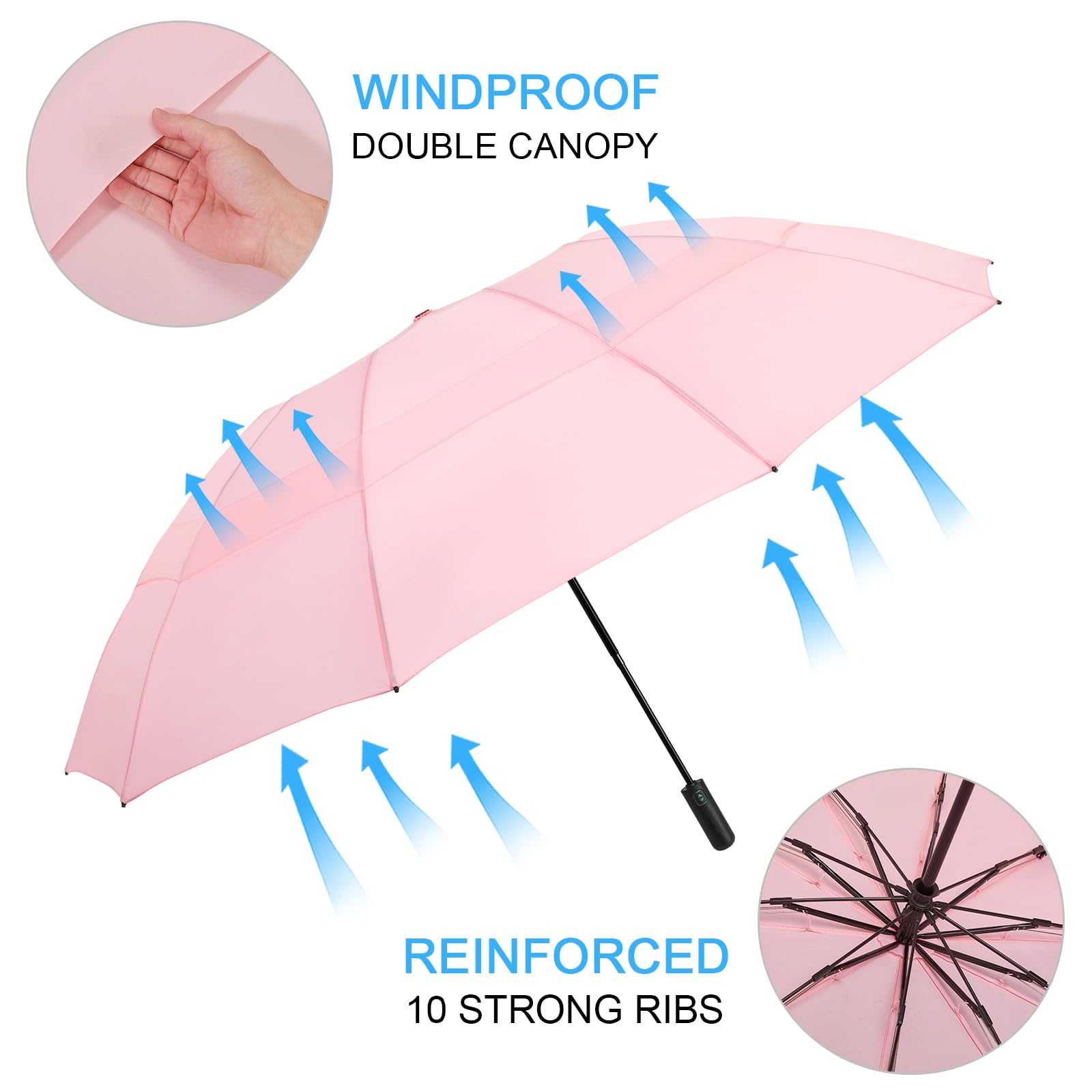 G4Free 54 Inch Large Golf Umbrella Compact Automatic Open Close (Pink)
