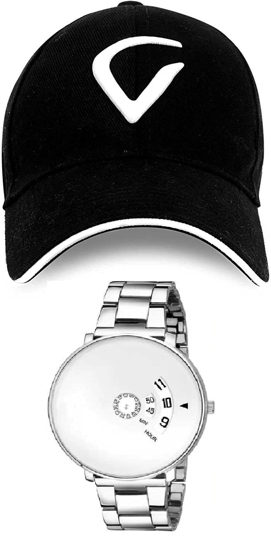 Selloria Cotton Brand A Combo Of Black Dial Digital Black Baseball Embroidered Cap For Boys MenS,Kids, One Size