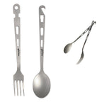 Dawn Deer Titanium Fork & Spoon Set - Camping Tongs | Ultralight Backpacking Utensils, Heat-Resistant & Rustproof | Backpacking,