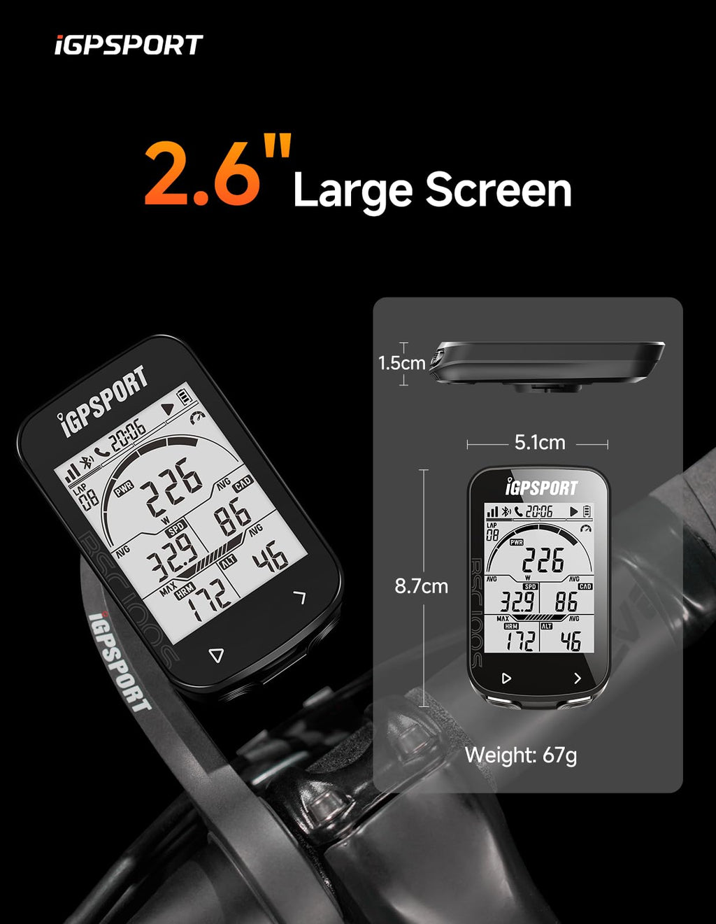 Igpsport Bsc100S Bicycle/Bike Computer Wireless, 2.6-Inch Lcd Display Gps Bike Computer