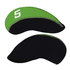 Green & Black 11Pcs/Set Neoprene Iron Headcover Set With Large No. For All Brands Callaway,Ping,Taylormade,Cobra Etc.