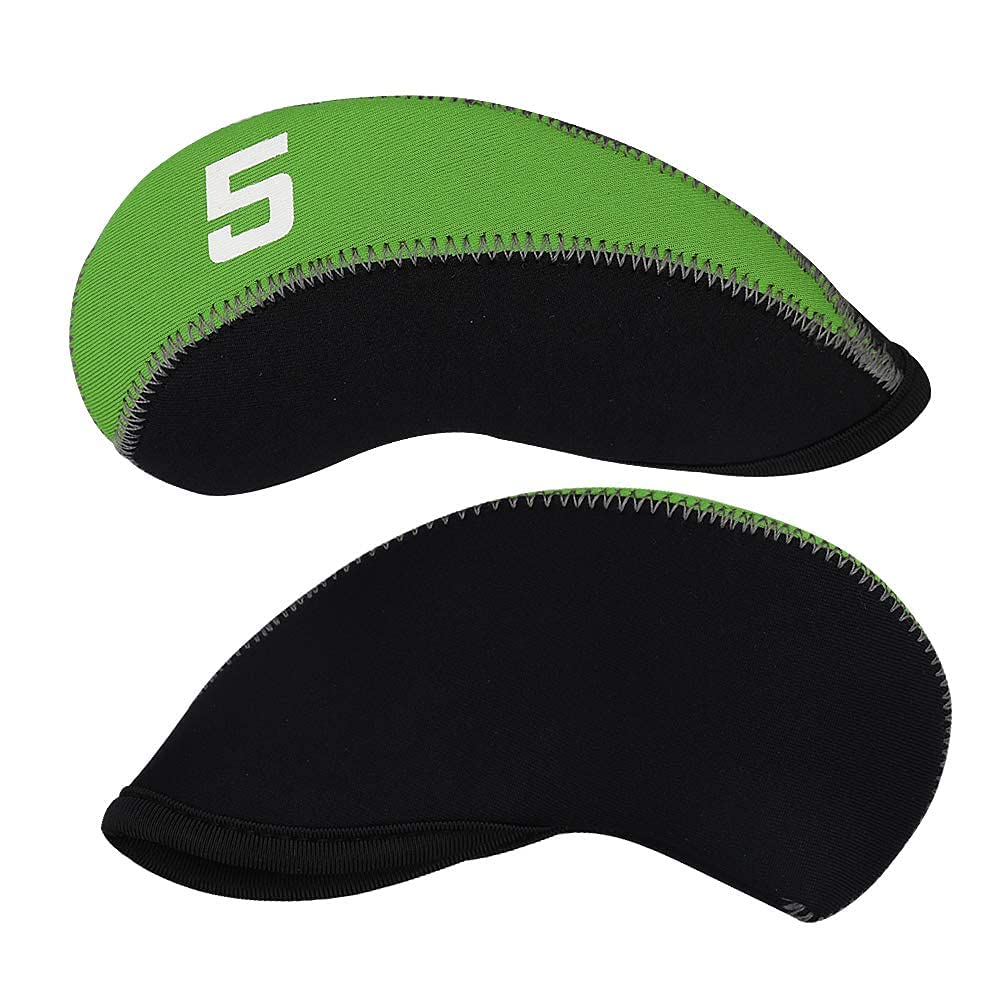Green & Black 11Pcs/Set Neoprene Iron Headcover Set With Large No. For All Brands Callaway,Ping,Taylormade,Cobra Etc.
