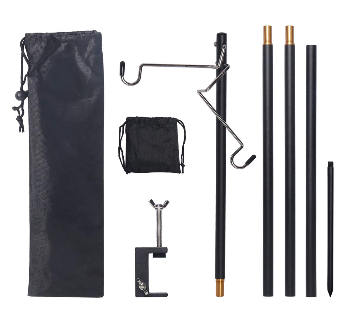 HIKEMAN Folding Lantern Stand Pole Portable Lamp Stand Hook Collapasible Light Stand Holder for Camping Fishing Picnic BBQ Outdo