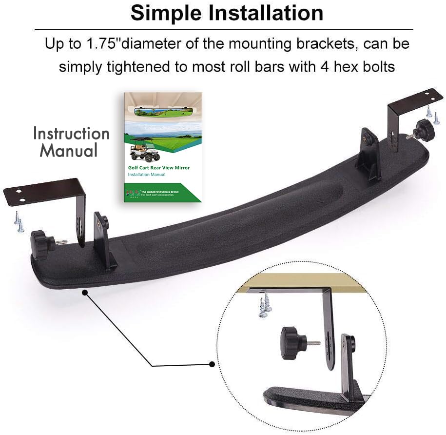 10L0L Golf Cart Mirror Rear View Mirror 16.5'' Extra Wide 180 Degree Panoramic For Yamaha Ezgo Club Car Golf Carts