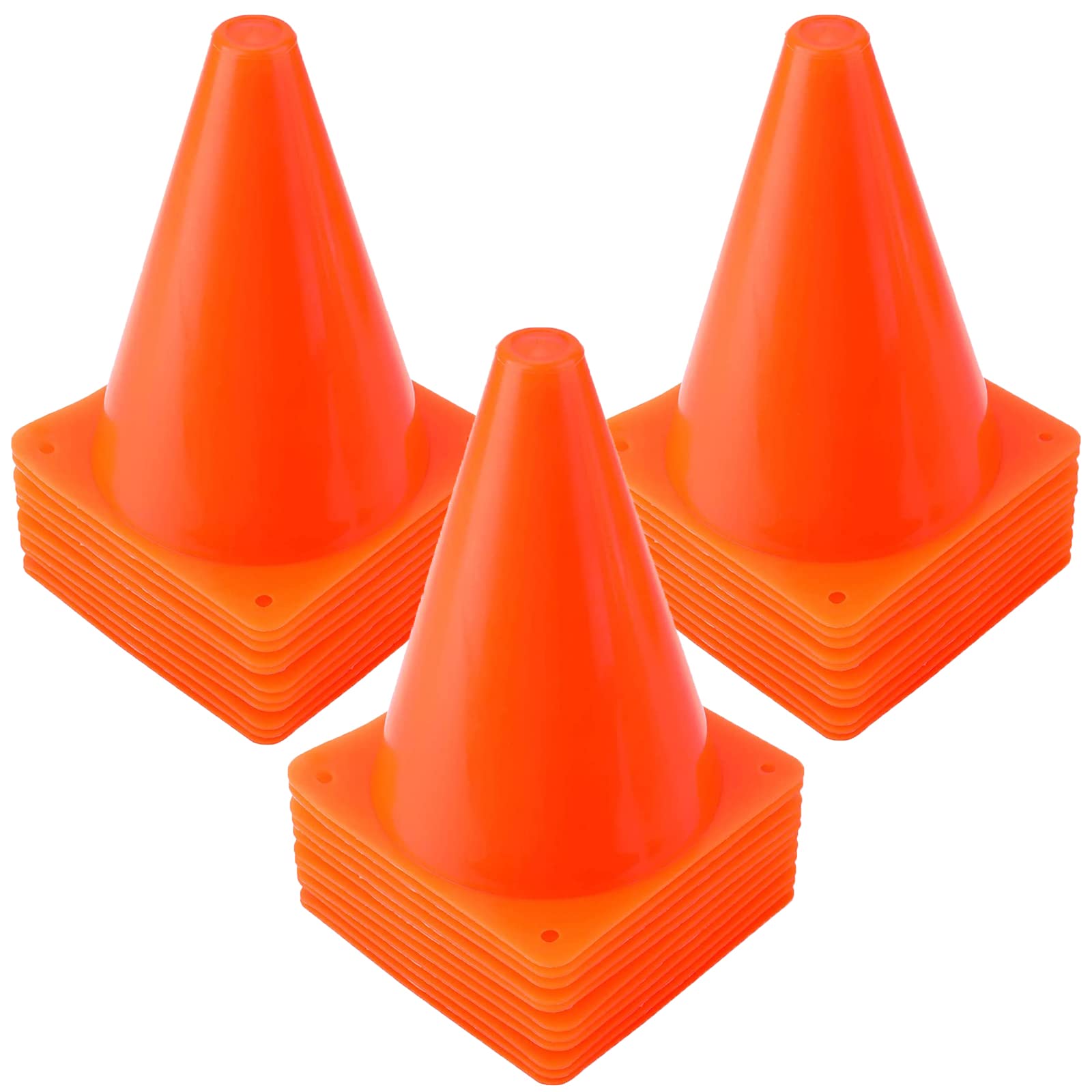 Faswin 40 Pack 7 Inch Traffic Cone, Plastic Soccer Training Cones For Outdoor Activity & Festive Events, Orange