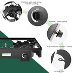 Goplus Outdoor Camping Stove, Dual Burner Propane Gas Cooker W/Detachable Legs & 0-20 Psi Regulator & Csa Approval For Camp Pait