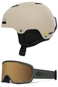 Giro Ledge FS MIPS Snow Helmet/Goggle Combo - (Combo) Matte Stone - Olive Green Stacked - Size Medium
