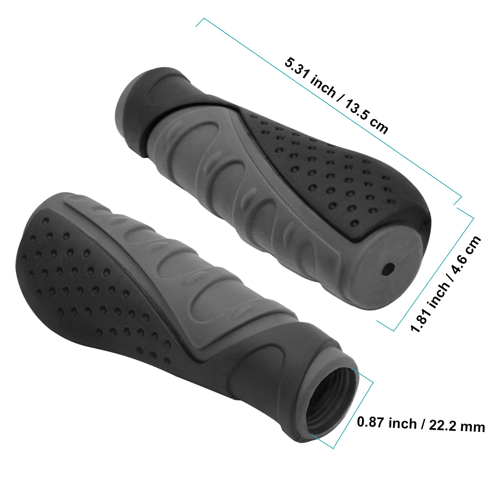 Trelc Antislip Bicycle Handlebars Grips Protector For Bicycle/ Mountain Bike/ Road Bike/ Folding Bike (Black+Grey)