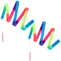 Finduat 2 Pcs Rainbow Dance Ribbon Wand For Kids Artistic Dancing Training Birthday Party Favors, 78.7Inch Rhythmic Gymnastics R