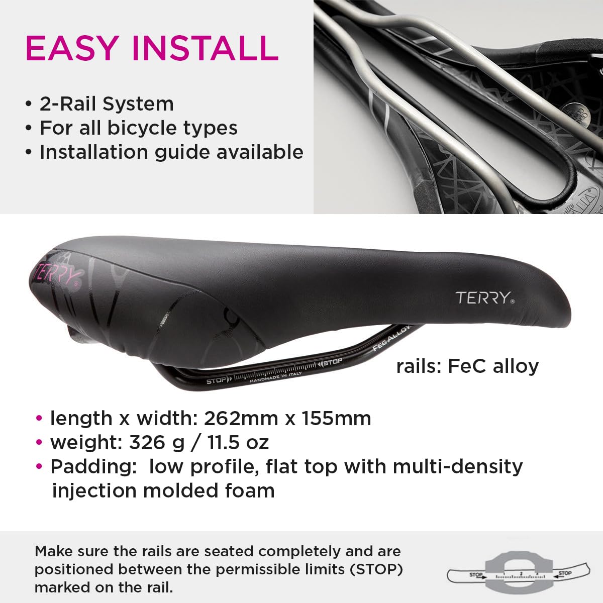 Terry Butterfly Cromoly Bike Saddle - Bicycle Seat For Women - Flexible & Comfortable - Dura-Tek Cover - Black,