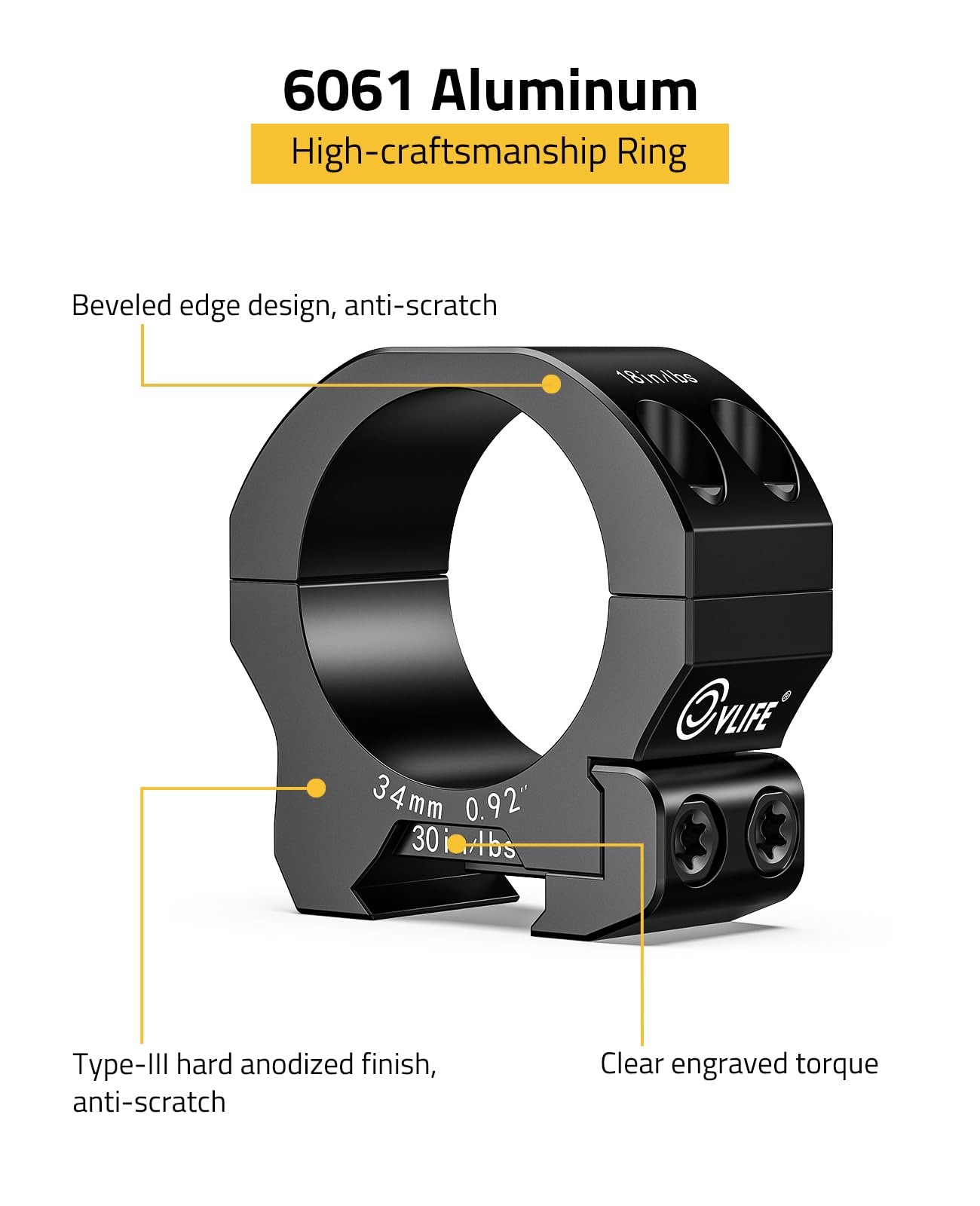 CVLIFE 34mm Scope Rings Low Profile Precision Mount - Compatible with 20mm Rails - Scope Mount - 2 Pieces
