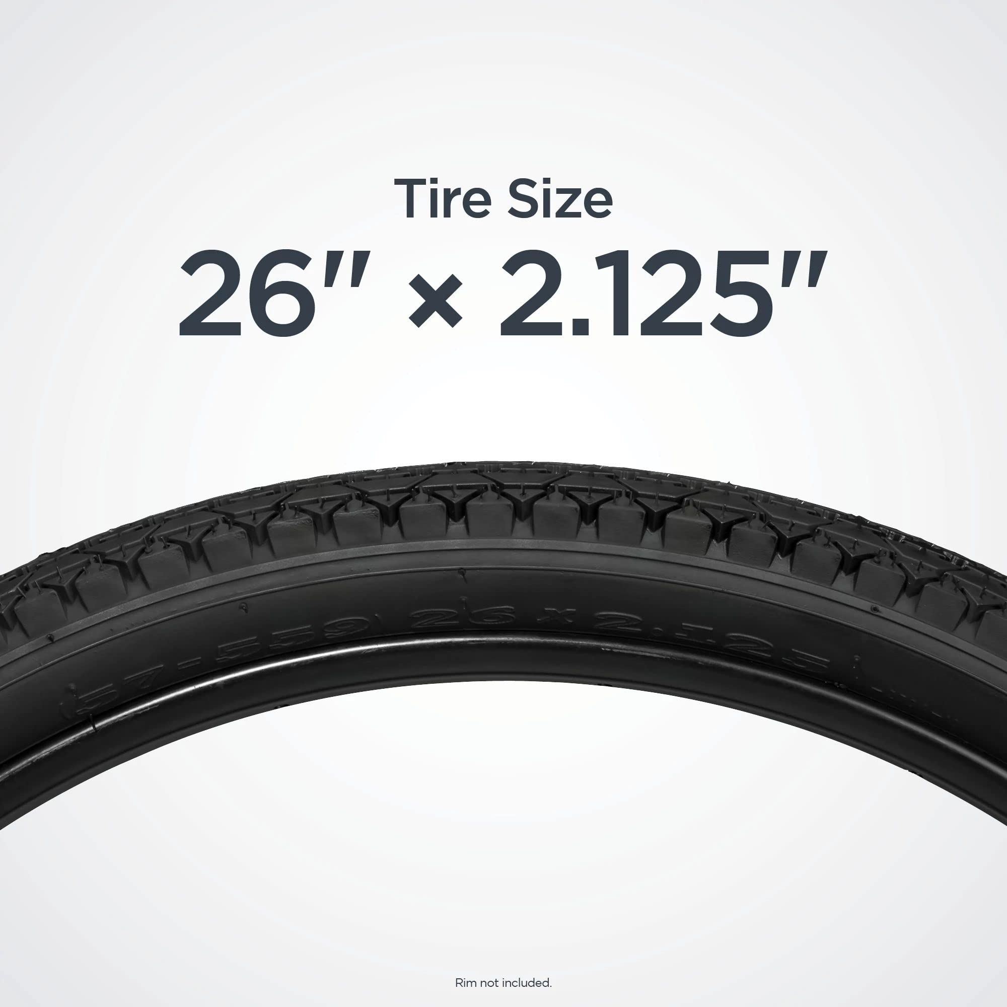 Schwinn Replacement Bike Tire, Cruiser Bike, Smooth Tread, 26 X 2.12-Inch , Black With Kevlar Bead