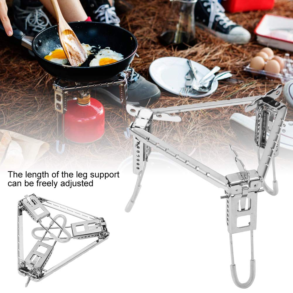 Fastuu Camping Pot Stand, Foldable Stainless Steel Stove Pot Rack, Portable Outdoor Fuel Grill Tripod For Camping Wood Stove, Si