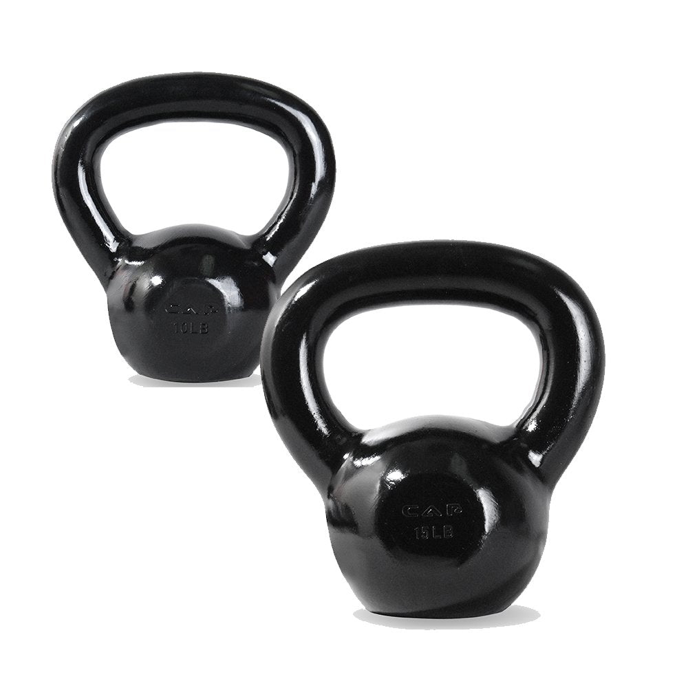 Cap Barbell Sdk2S-25 Cap Cast Iron Kettlebell Bundle, 10 + 15 Lb Kettlebells, 25 Lb Set
