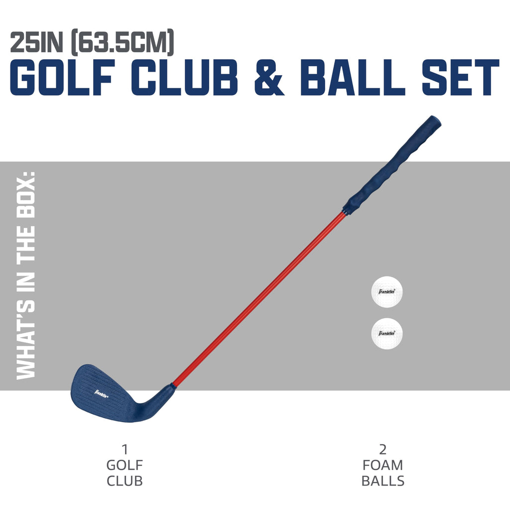 Franklin Sports Kids Golf Set, 28'' Club With Oversized Club Head & 2 Foam Golf Balls, Ergornomic Hand Grip For Proper Hand Posi