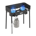 VEVOR 2 Burner Outdoor Propane Gas Stove, 150,000 BTU Propane LPG Gas Camping Stove, Heavy Duty Carbon Steel Outdoor Cooker, wit