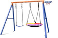Outdoor Playset 4-in-1 with Flying Disc Swing, Stand & Slide for Backyard, 440lbs Heavy Duty Playground Equipment for Kids and T