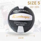 Runleaps Volleyball Waterproof Indoor Outdoor Volleyball For Beach Game Gym Training Official Size 5 (Blackwhite)