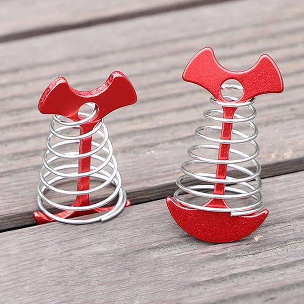 Alnicov 10Pcs Deck Plank Board Tent Stakes,Fishbone Deck Anchor Pegs With Spring Buckle For Outdoor Camping Hiking,Red