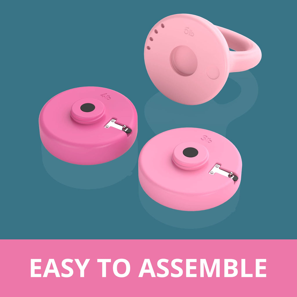 Adjustable Kettlebell - 5 Lbs, 8 Lbs, 12 Lbs Kettlebell Weights Set For Home Gym - Pink